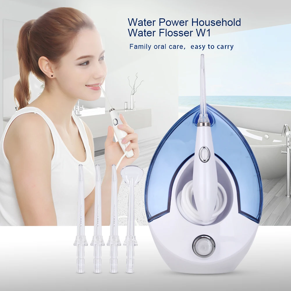 

AZDENT New Type Electric Oral Irrigator Portable Water Dental Flosser Charging Floss 9 Levels Pressure Control 500ml +5 Jet Tips