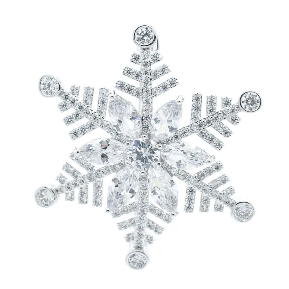 

New High Quality CZ Cubic Zirconia Snowflake Brooch Broach Women Dress Pin Jewelry HR222