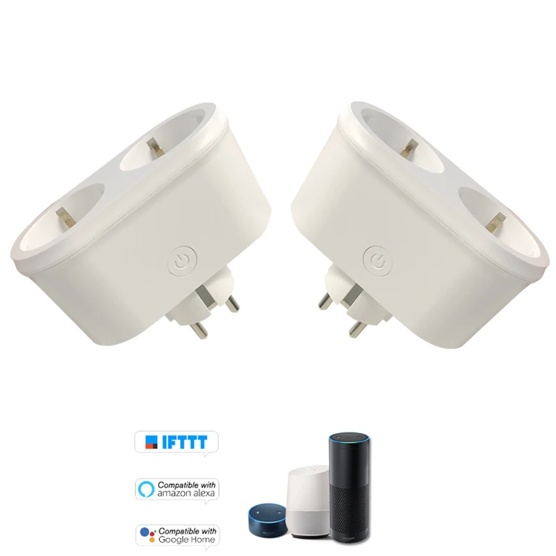 

Wifi Smart Socket Two EU Outlet 16A Metering Version Plug Energy Monitoring Timer Switch Voice Control For Alexa Google Home