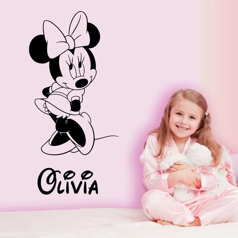 Personalized Minnie Mouse Wall Decal Nursery Custom Baby Name Cartoon