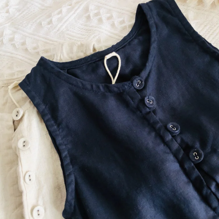 Summer Unisex Kids Overalls Korean Style Linen Sleeveless
