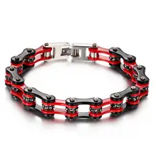 Рок Панк красный браслет для велосипедной цепи черный для мужчин и женщин из нержавеющей стали кристалл байкер велосипед мотоцикл цепь браслет ювелирные изделия