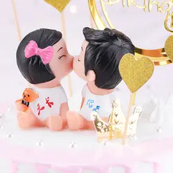 Поцелуй куклы DIY торт декоративные Статуи творческая пара подарок на день рождения, Декор ПВХ набор поделок миниатюрный домашние