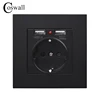 Coswall Dual USB Charging Port 5V 2.1A LED Indicator 16A Wall EU Power Socket Outlet PC Panel Grey Gray Black White Gold ► Photo 2/6