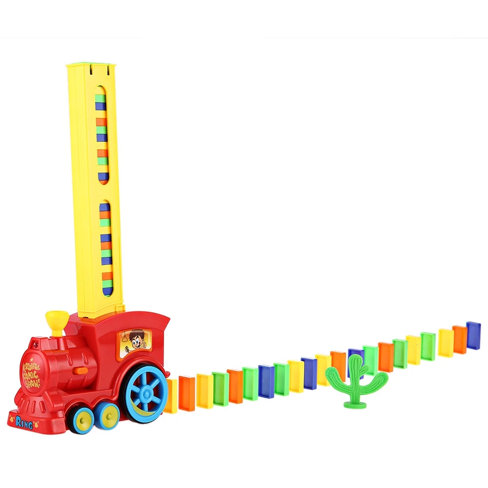 

Classic Domino Rally Train Toy Set Ideal Birthday Christmas Gift with Light Sound Improve Hands-On Ability and Patience