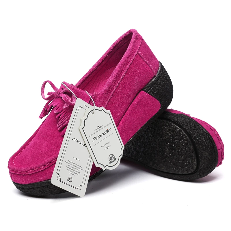 Plardin/Женская обувь на плоской подошве; обувь на платформе; замшевая кожаная бахрома; Прошитые женские мокасины; криперы; слипоны; женская повседневная обувь