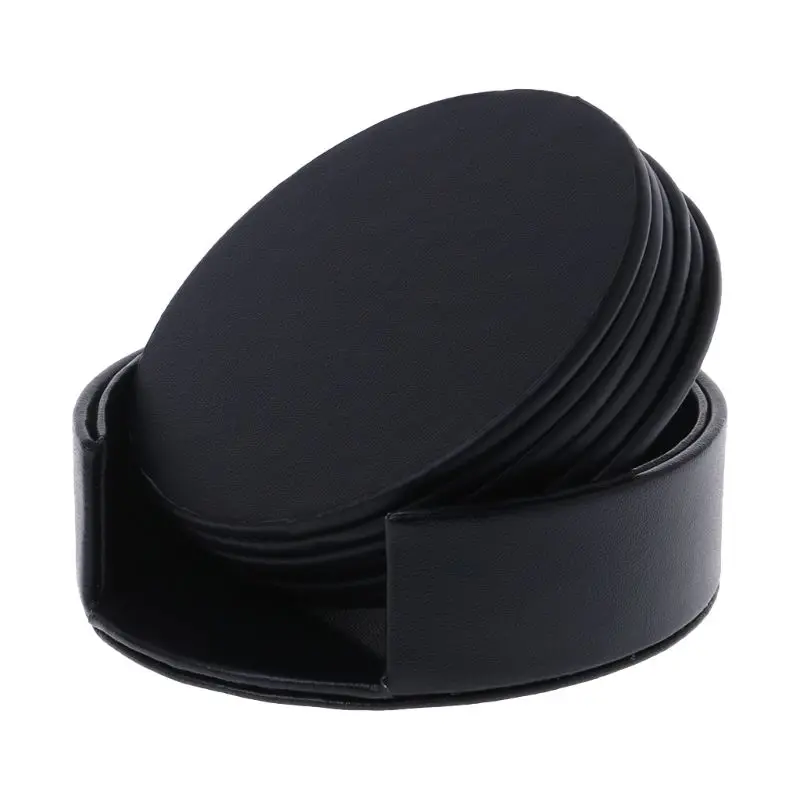 6pcs/set Leather Round Coffee Mug Drink Coasters Placemat Table Cup Mat Pad Cushion Holder Insulation Kitchen Tableware | Дом и сад