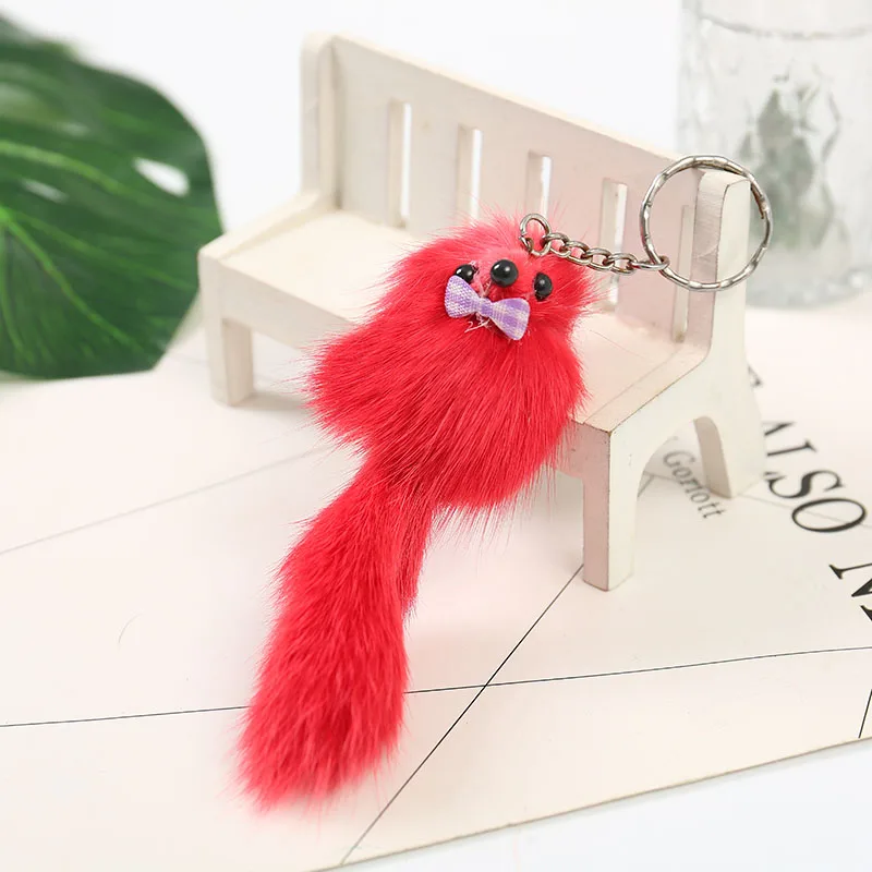 Fashion Cute Fluffy Fox Keychain Kawaii Fox Tail Keychain Large Fur Pom