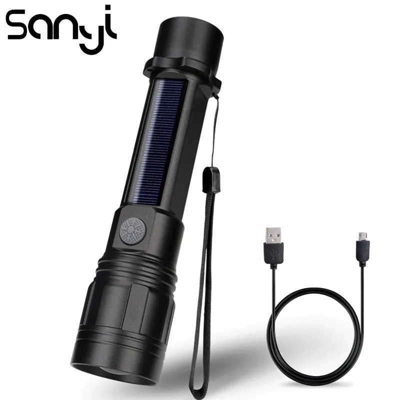 SANYI LED COB фонарик супер яркий USB с зарядкой питания от встроенной батареи или