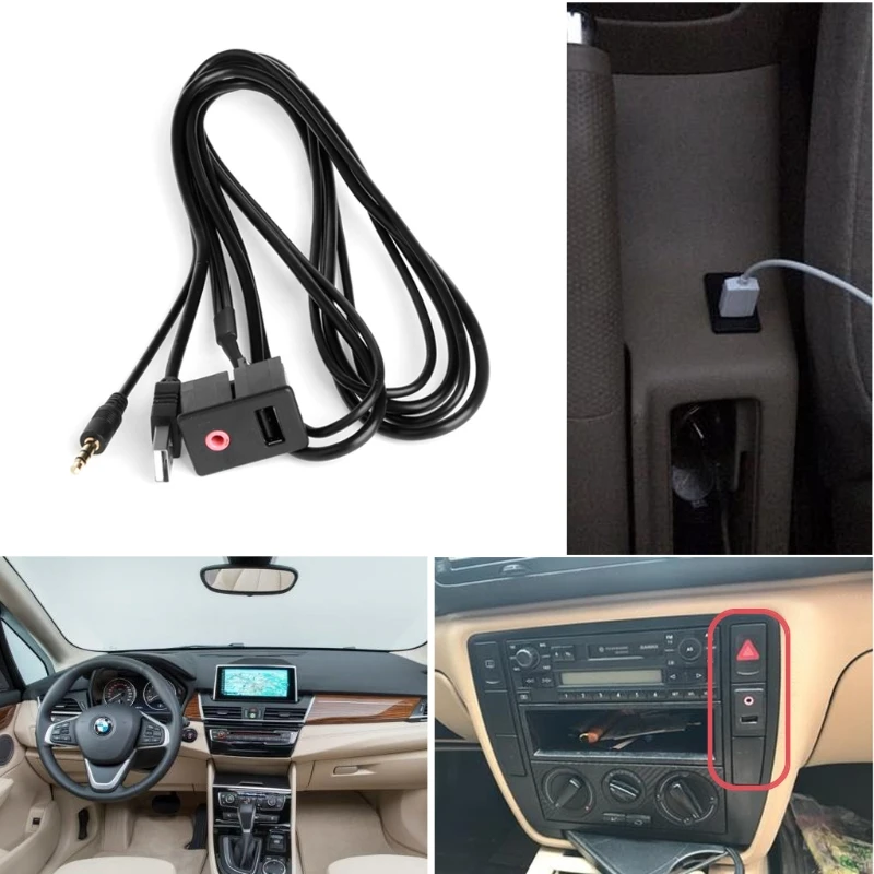 Brand-New-Car-3-5mm-USB-AUX-Headphone-Male-Jack-Flush-Mount-Mounting-Adapter-Panel-Input