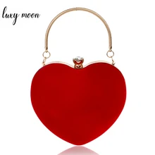 Клатч красного цвета в форме сердца, женские вечерние сумки, сумка на плечо с металлической цепочкой, мини сумочка, сумочка для вечеринок, свадеб, ZD1125