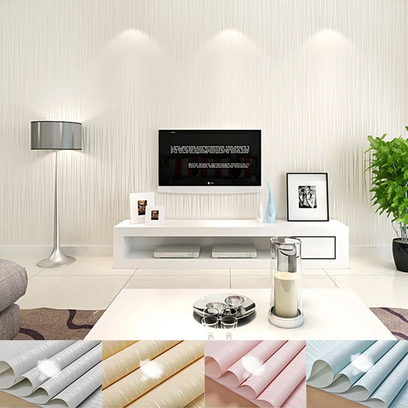 Self-adhesive Nonwoven Flocking Simple Modern Striped Wallpaper for Walls Bedroom Living Room TV Background Wall Paper Rolls