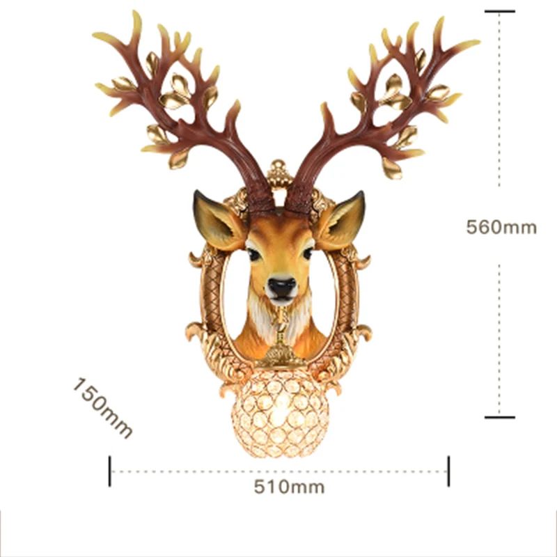 Страна Стиль голова оленя стильные настенные светильники гостиной Спальня Рождество светодиодный Nordic Ретро фоне висит украшения огни - Цвет абажура: Gold