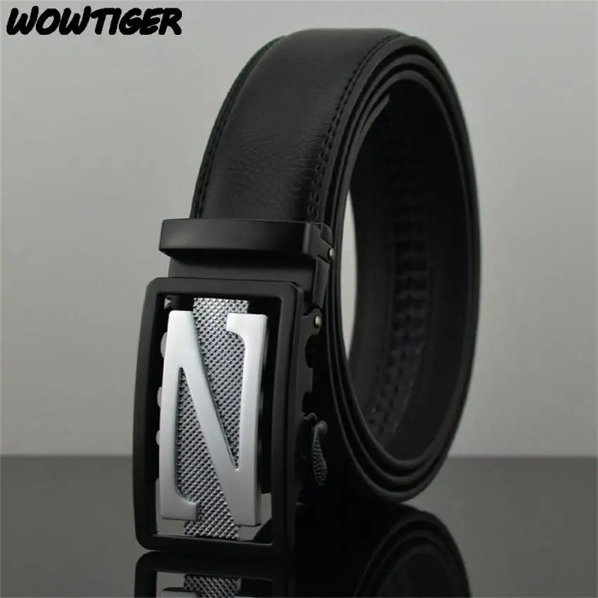 

WOWTIGER Letter Z Fashion buckle automatically men belt cowhide Leather belt belts for men