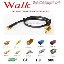 SMA female MMCX male кабель RG174, mmcx кабель RG174 под прямым углом, SMA кабель с разъемом-розеткой, mmcx sma кабель RG174 в сборе