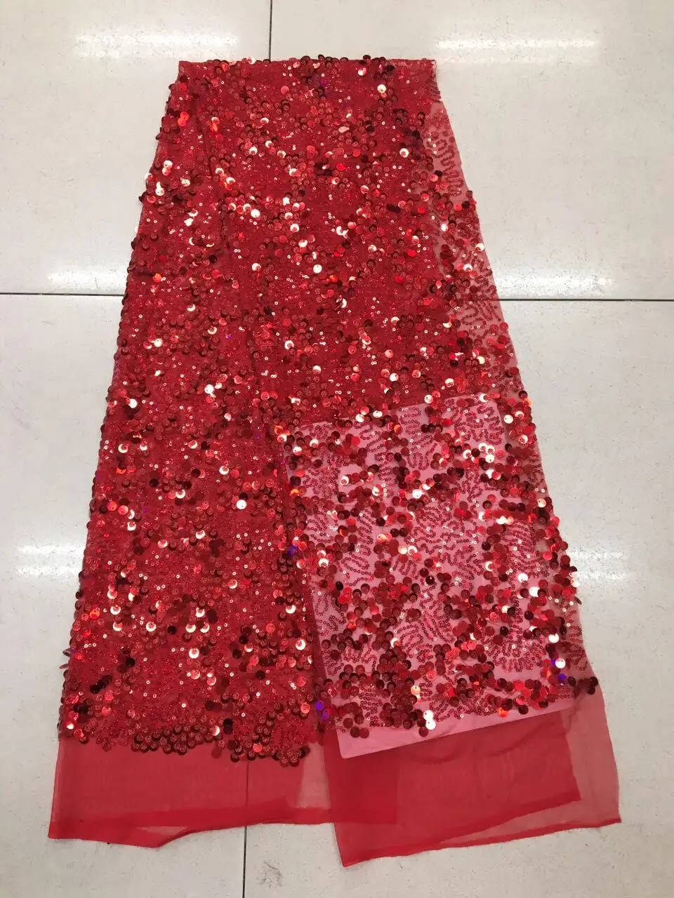 

5 yards embroidery net tulle mesh lace with sequins for wedding dress J-8103