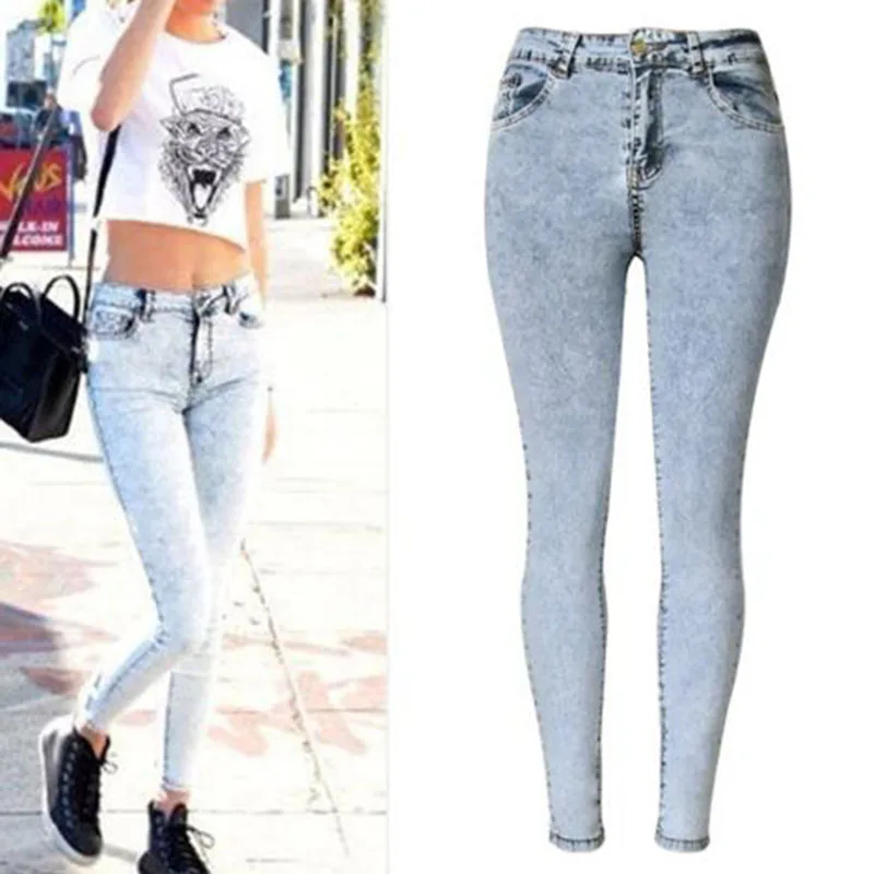 Nice Plus Size S XXL Fashion Jeans Women Denim Jean Pants Solid High