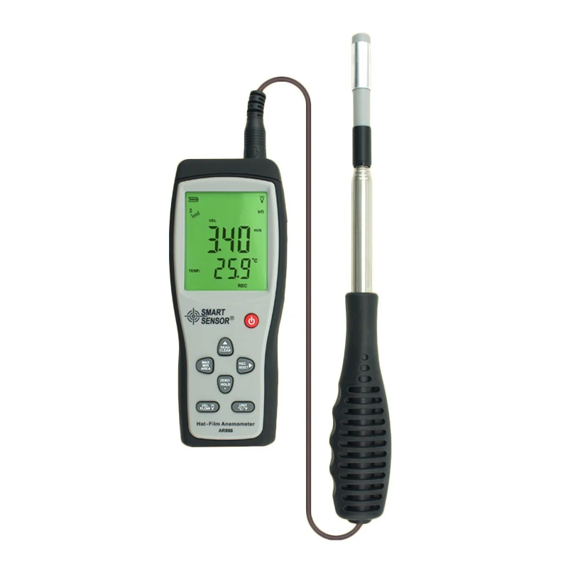 

AR866 0.0-30M/S Hot Wire Thermo-Anemometer Air Flow Velocity Meter 0~9999m3/min Thermal anemometer wind speed meter with USB