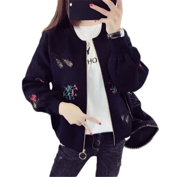 

Winter Big Size Women Costumes Casual Female Knitted-sweater Embroidery Large Size Women Sweter New Lantern Sleeve Sweater J609