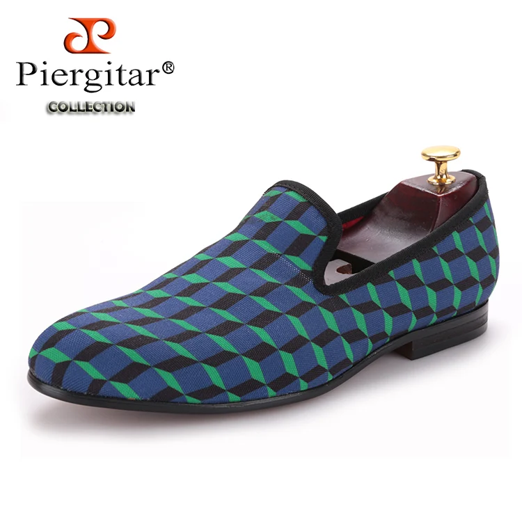 Piergitar/Новое поступление; разноцветная мужская повседневная парусиновая обувь ручной работы с 3D-принтом; Лоферы для повседневной носки; свадебные и вечерние туфли - Цвет: Светло-зеленый