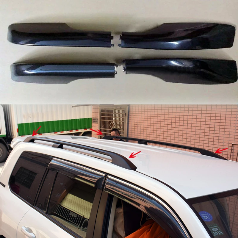 

For Toyota Land Cruiser 200 LC200 2008-2016 ABS Roof Rack Rail End Protection Cover Shell 4pcs Car Styling