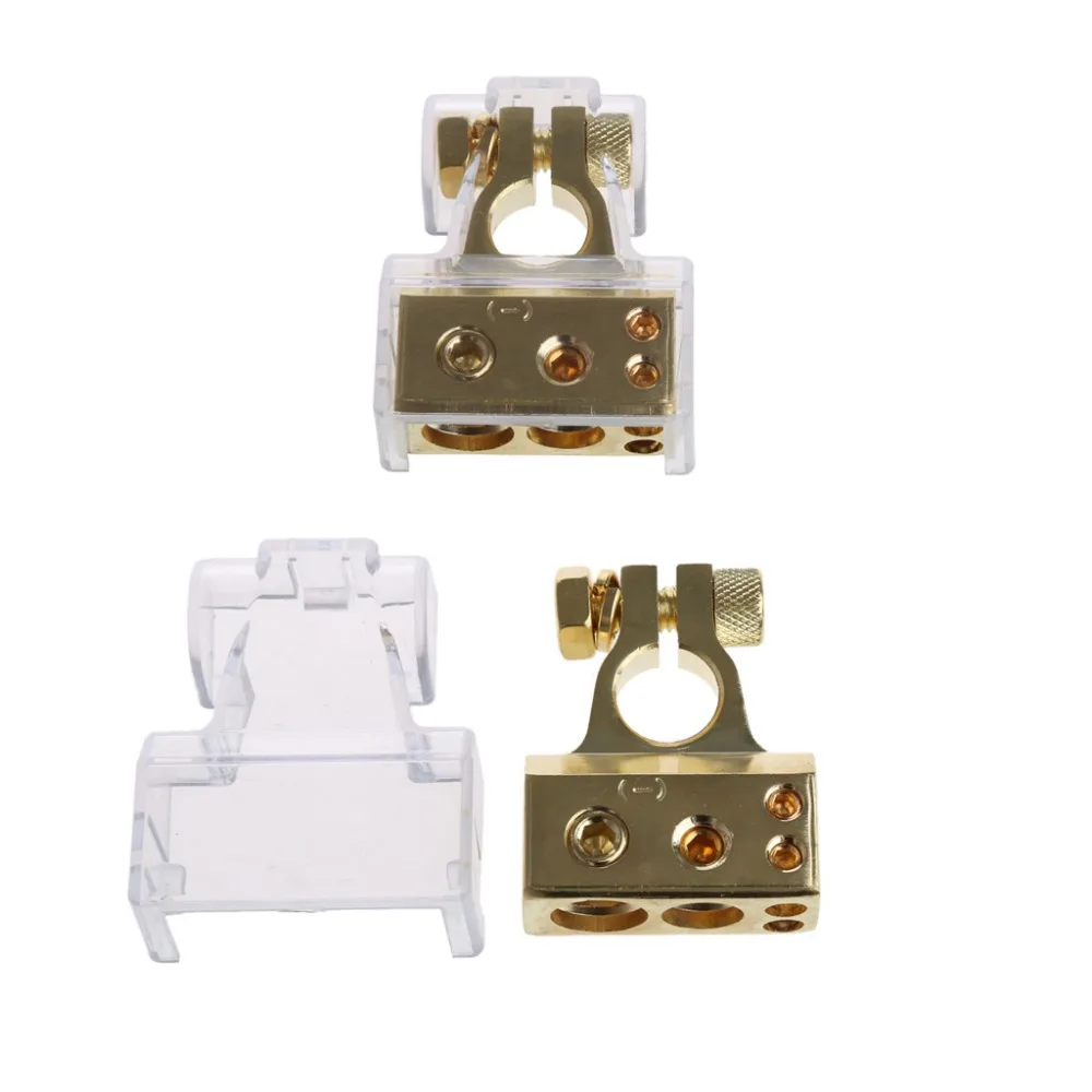 BEST 2PCS HEAVY DUTY Metal Gold Plated Gauge Car Battery Terminal Positive/Nagative F 0/1 2 4 8 AWG