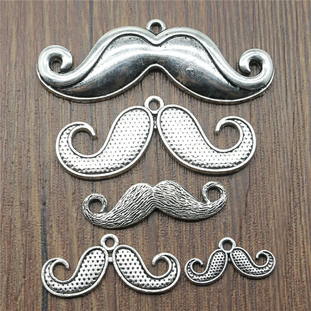 

10pcs/lot Antique Silver Color Moustache Charm Pendants Jewelry Accessories Beard Charms For Jewelry Making
