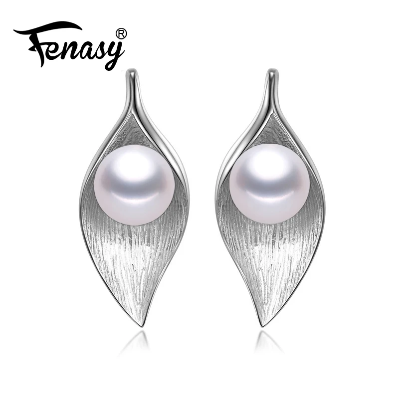 Серьги с жемчугом FENASY искусственная кожа серьги листьями для женщин винтажные