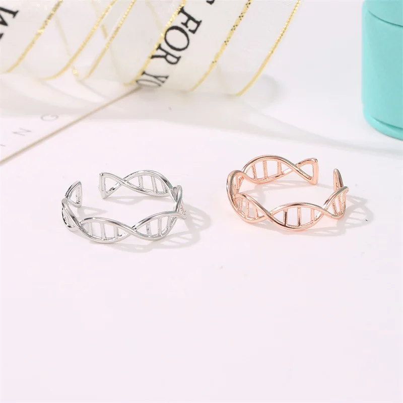Креативные DNA Helix Открытые Кольца для женщин обмотка твист оправа на леске регулируемое; Кулак Кольца модные ювелирные изделия дропшиппинг