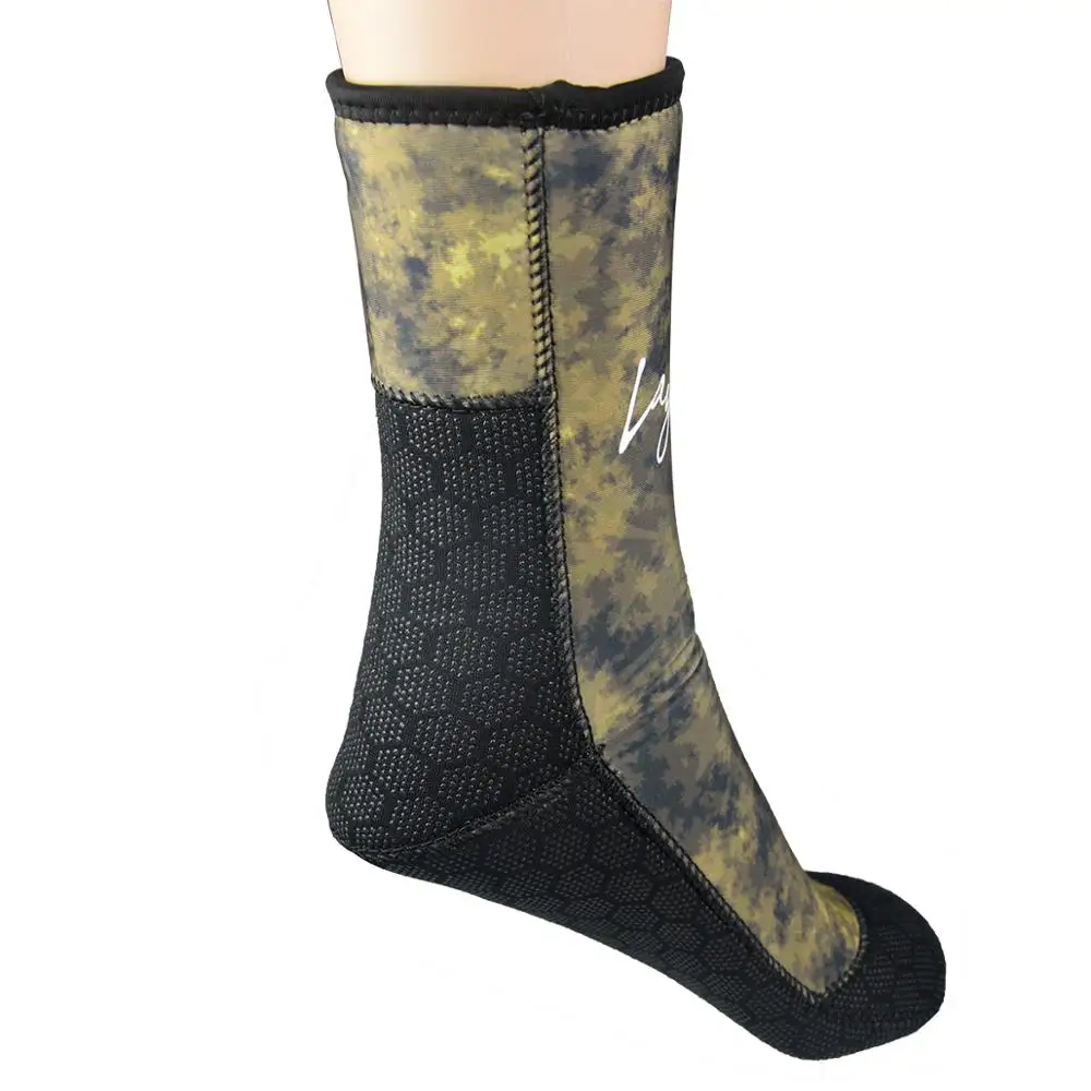 Ceny LayaTone skarpety nurkowe męskie 5mm kombinezon neoprenowy skarpety Surfing Snorkeling płetwy plażowe skarpety kamuflaż łowiectwo podwodne buty