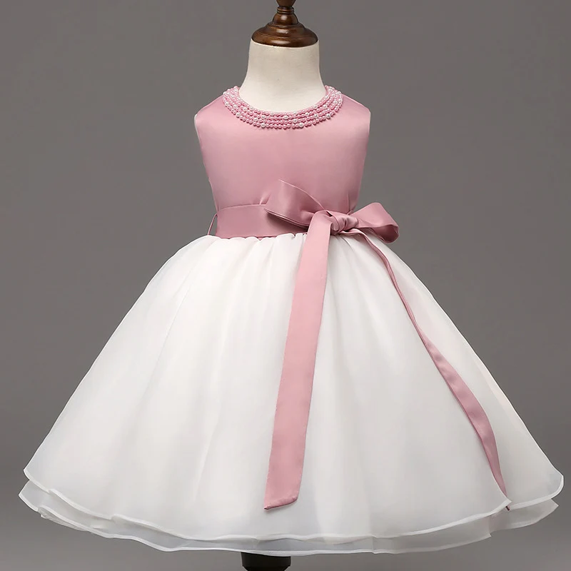 Keelorn/платье для девочек детская одежда для девочек-подростков кружевное платье с цветочным принтом, праздничное платье принцессы детская одежда на возраст от 0 до образным вырезом бальное платье - Цвет: Розовый