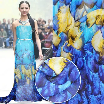 

Red and blue two - color dresses 100% silk chiffon fabric silk fabric Scarf skirt shirt diy clothing materials XF0809