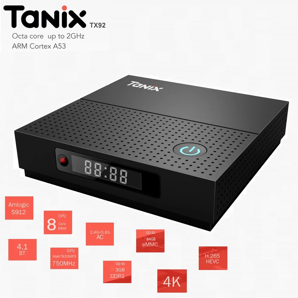 

Tanix TX92 Smart Tv Box 3+32GB Android7.1 with Amlogic S912 Octa-core 2.0GHz CPU Bluetooth 4.1 4K 1000M LAN Set Top Box
