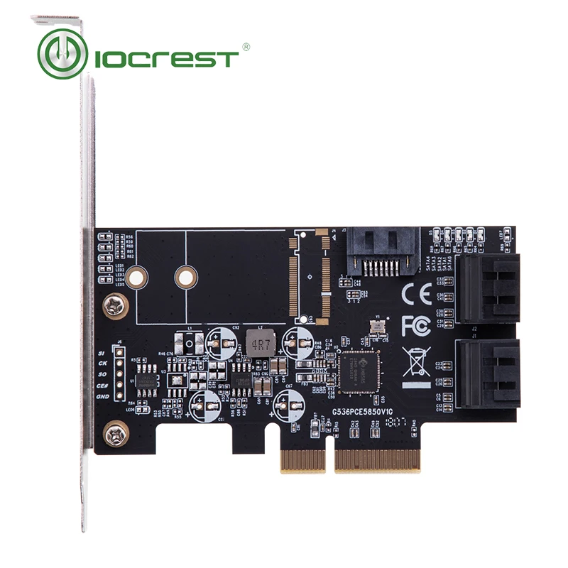 Плата контроллера IOCREST SATA III 6g 5 портов PCIe 3 0x4 плата расширения с низкопрофильным