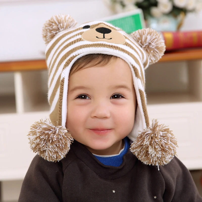 2017 New Baby Hats Boys Girls Hats Kids Winter Hats Infant Hat With Fur Ball For Children