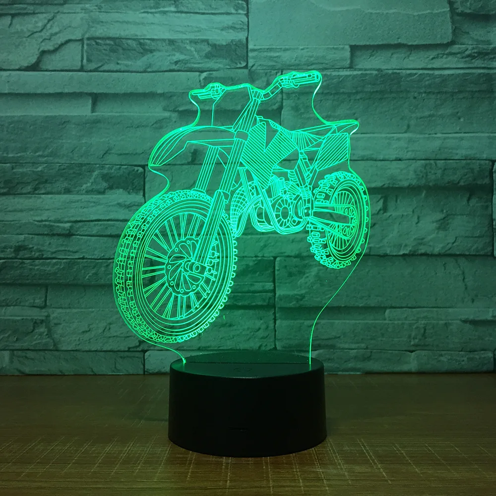 

Spot Motorcycle 3d Night Light Colorful Color Led Lamp Creative Home Decoration Usb Led 3d Light Fixtures Novelty Kids Lamp