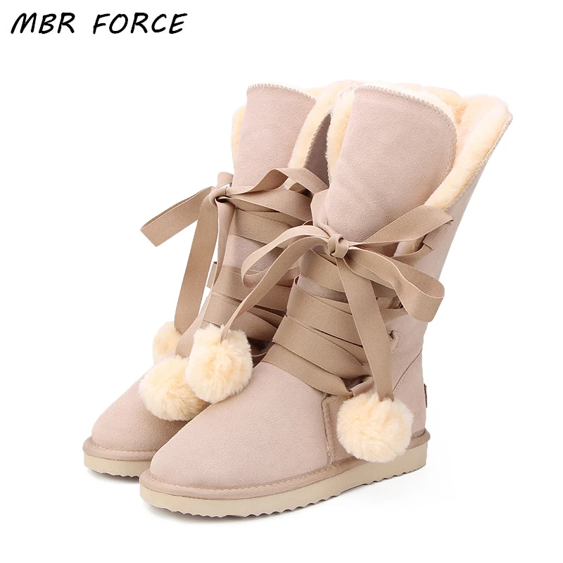 Cena MBR FORCE śniegowce wysokiej jakości damskie buty zimowe moda damska oryginalne skórzane Australia klasyczne damskie wysokie buty zimowe