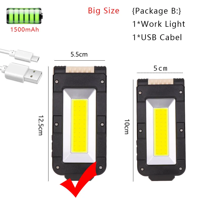 USB перезаряжаемая Рабочая лампа портативный светодиодный фонарик 180 градусов Регулировка снизу с магнитным подходит для кемпинга на открытом воздухе - Испускаемый цвет: B
