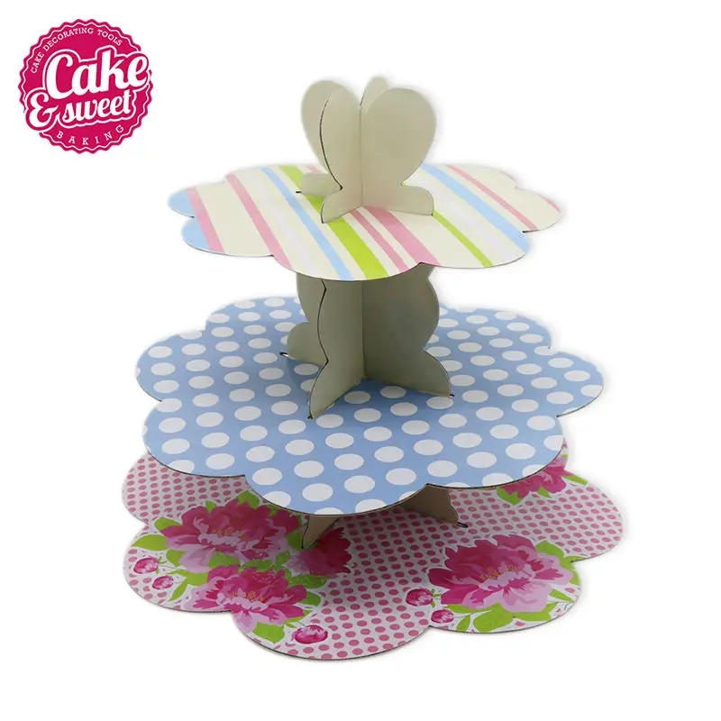 3 Tier Cardboard Paper Cupcake Cake Stand Muffin Dessert Wedding Birthday Party Decoration Cake