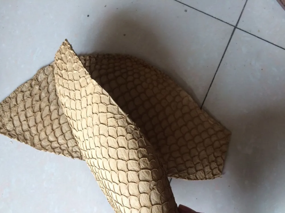 Натуральная рыбья кожа для обуви светильник желтая натуральная FL 07|fish skin leather|fish