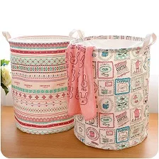Foldable Cotton Linen Washing Clothes Laundry Basket Bag Hamper Storage Multi-function Handle Stackable Storage Toy Storage Box