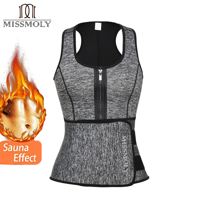 

Miss Moly Neoprene Sweat Waist Trainer Body Shaper Modeling Belt Tummy Slimming Sheath Reducing Corset Woman Zipper Shapewear