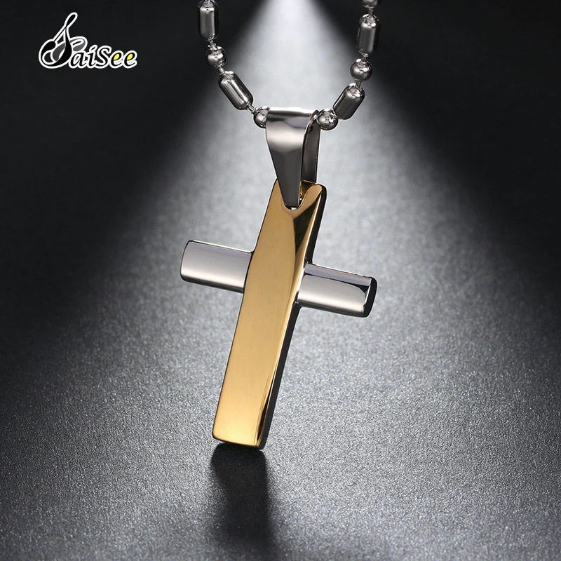 

SaiSee Classic 316L Stainless Steel Cross Pendant Necklace for Men Women 50cm Chain Necklace Male Christian Jewelry Husband Gift