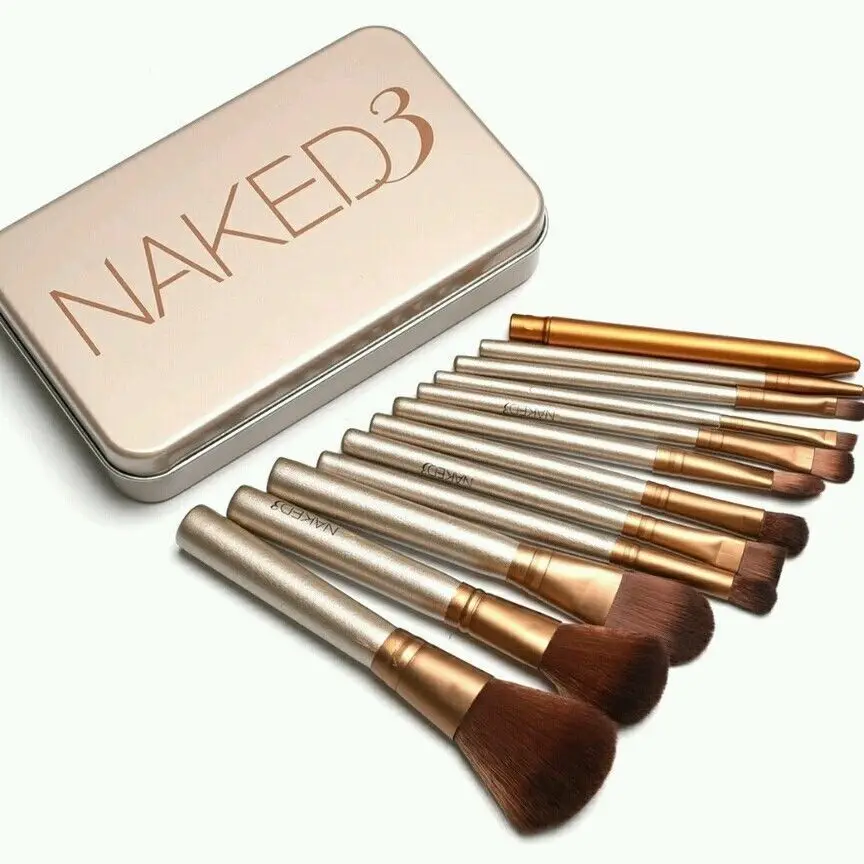 

Hot Sale 1 Set Makeup Brushes 12 pcs/set Makeup Brushes Set Cosmetics Kit with Metal Box Foundation Eye Shadow LipsMakeup Tool