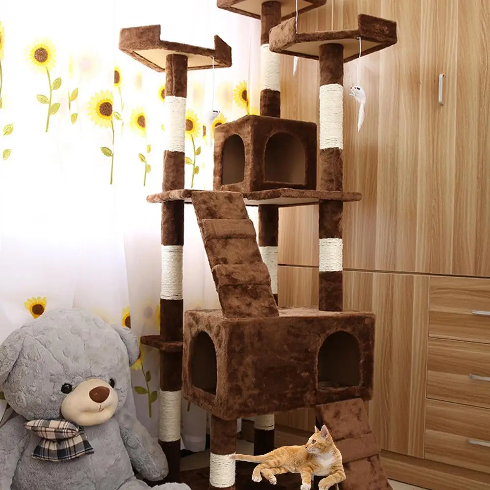 

MeterMall 5 Layers Cat Toy Scratching Wood Climbing Tree Cat Jumping Toy With Ladder Climbing Frame Cat's Furniture