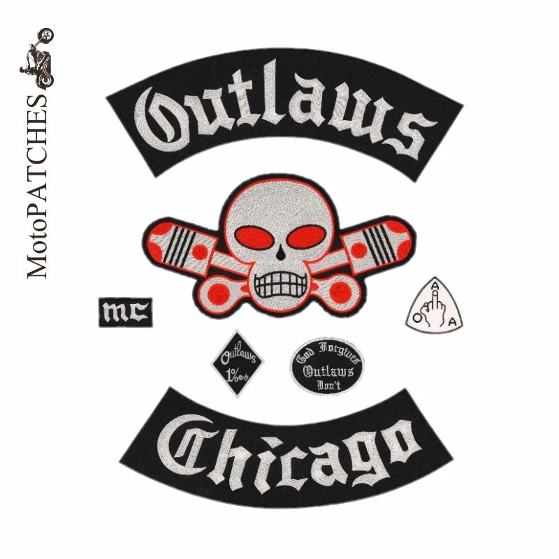 

MotoPATCHES Outlaws Patches Embroidered Iron on Patches for Jacket and Vest Biker Patches