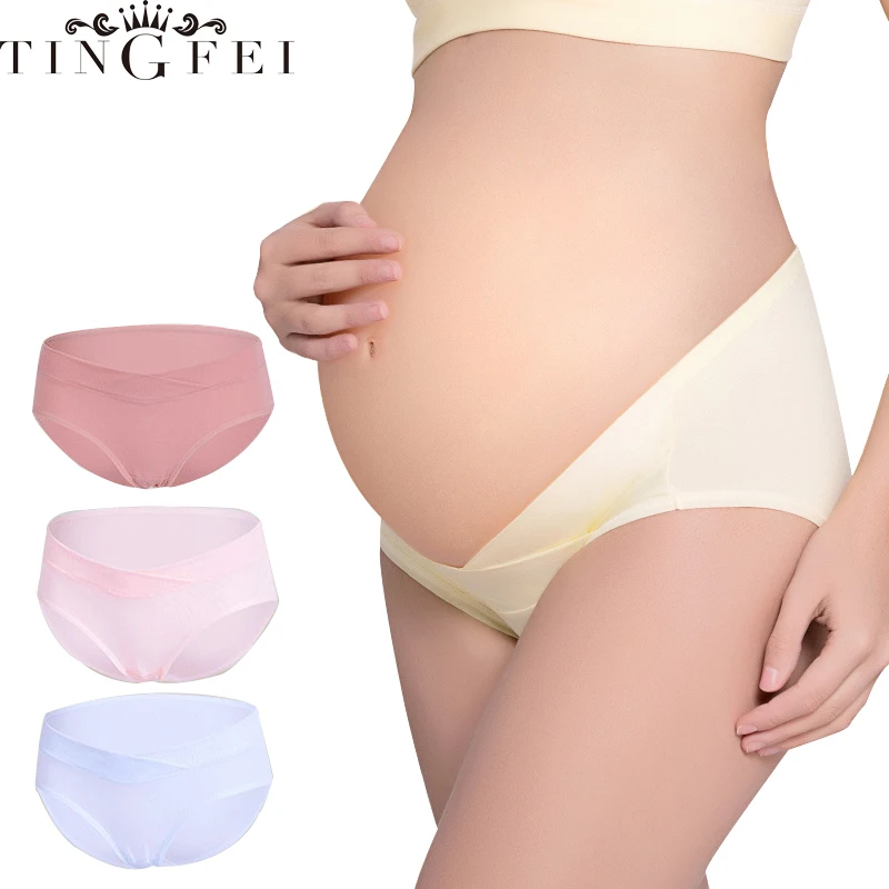3 шт. TINGFEI хлопок U форма низкая талия женские трусики для будущих мам Одежда для беременных нижнее Белье для беременных