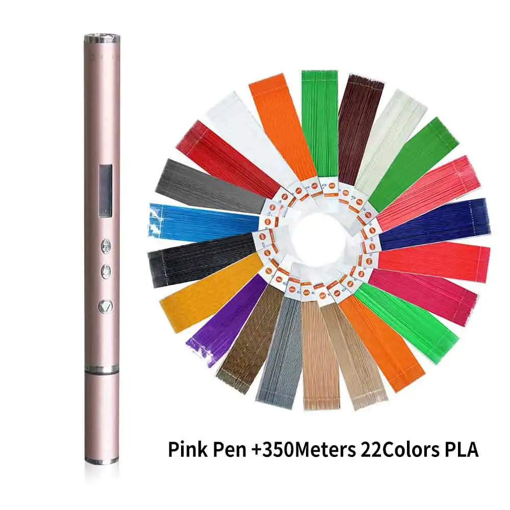 DEWANG, легкая 3d-ручка, новинка, OLED, DIY, 3D принтер, ручка, подарок на день рождения, PLA, ABS, нить, ручка, 3d ручки для рисования, гаджет - Цвет: Pink Pen 350m PLA