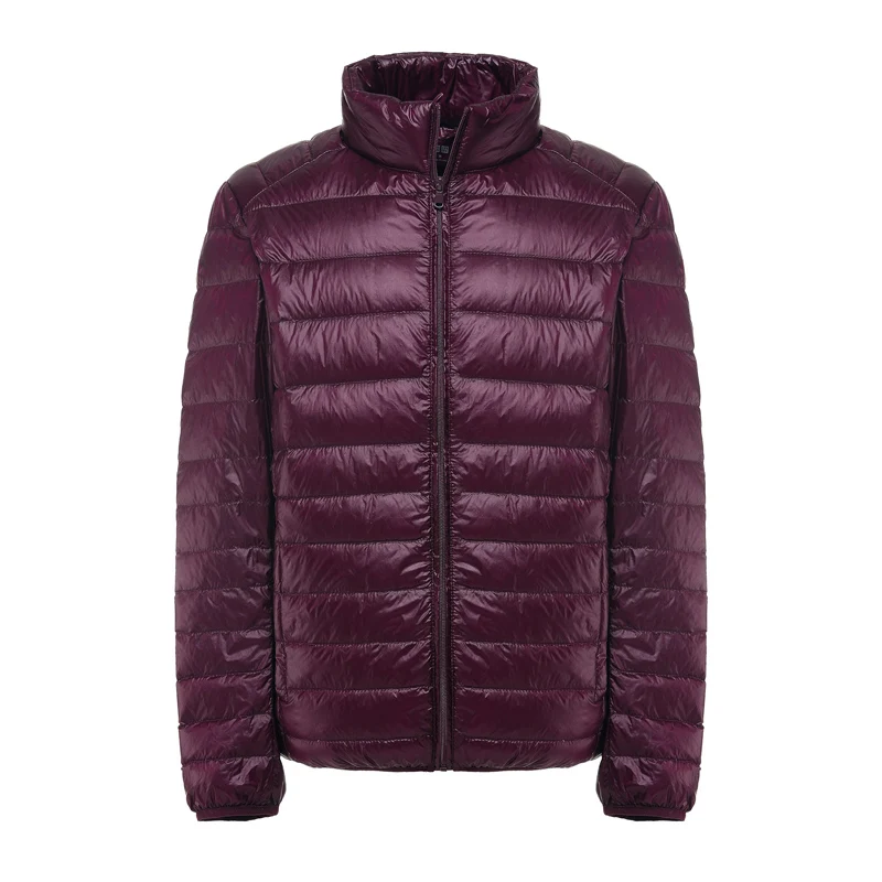 M-6xl, Мужская короткая куртка на утином пуху на осень и зиму, Мужской Ультра-светильник, Тонкий Повседневный пуховик, теплое модное пальто с воротником-стойкой - Цвет: wine