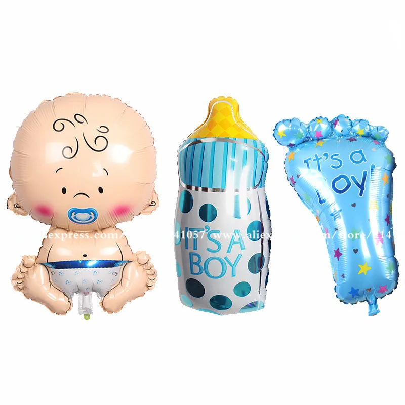 Детский+ бутылочка для кормления+ лапка) детский воздушный шар для душа для детского дня рождения, украшения для вечеринки, воздушные шары для детей, день рождения, юбилей - Цвет: Синий